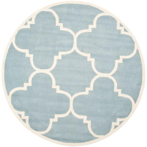 SAFAVIEH Chatham Blue/Ivory 7 ft. x 7 ft. Round Area Rug