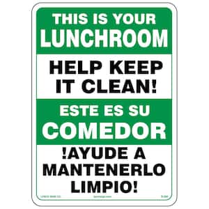 10 in. x 14 in. Keep Lunchroom Clean Sign Printed on More Durable Longer-Lasting Thicker Styrene Plastic.