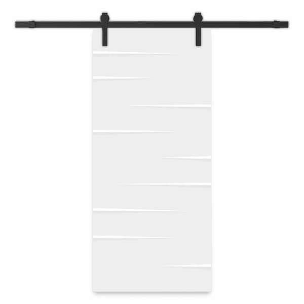 CALHOME 24 in. x 80 in. White Painted Composite MDF Paneled Interior Sliding Barn Door with Hardware Kit