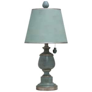 24.5 in. Blue Table Lamp with Chelsea Blue Hardback Fabric Shade