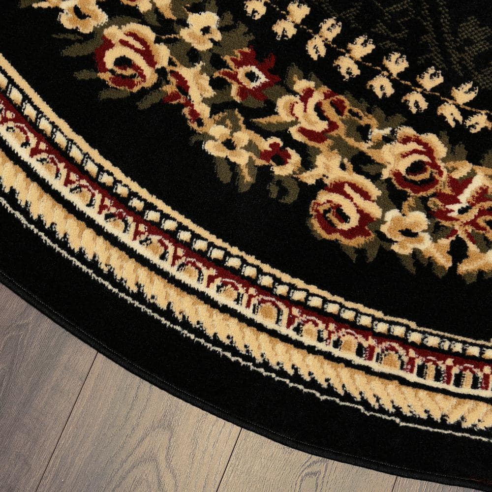 Athens Black and Beige Round Medallion Area Rug