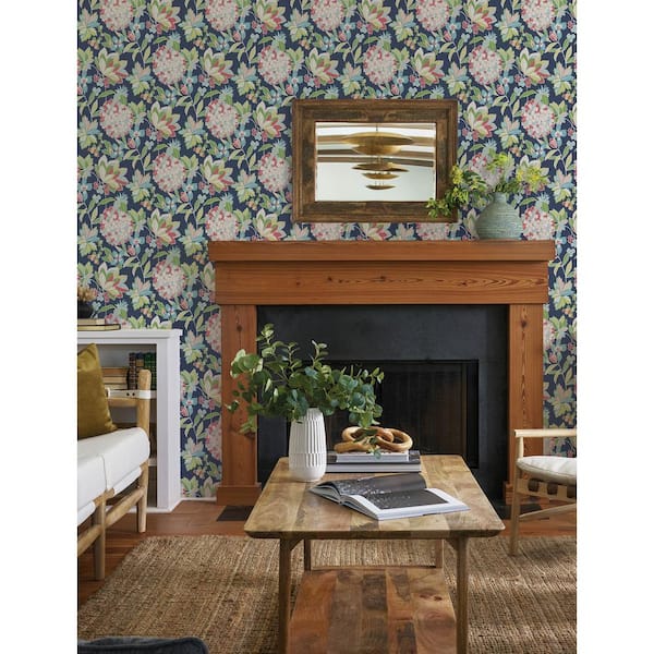 Blue Valdivian Floral Wallpaper Sample