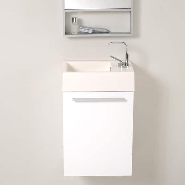 Fresca Quadro 23 White Pedestal Sink w/ Medicine Cabinet - Modern Bathroom  Vanity