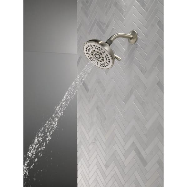 8-Spray Patterns 1.75 GPM 5.94 in. Wall Mount Fixed Shower Head in Satin Nickel