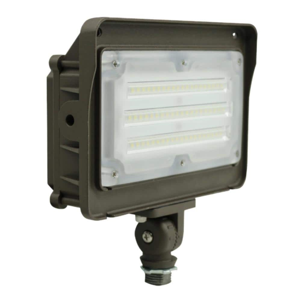 WYZM 50-Watt 120-Degree Bronze Outdoor Integrated LED Flood Light with Photocell Dusk to Dawm 5000K 6000 Lumens