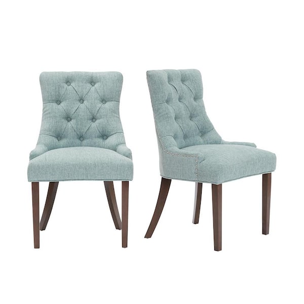Bakerford Aloe Blue Upholstered Dining Chair with Tufted Back (Set of 2)