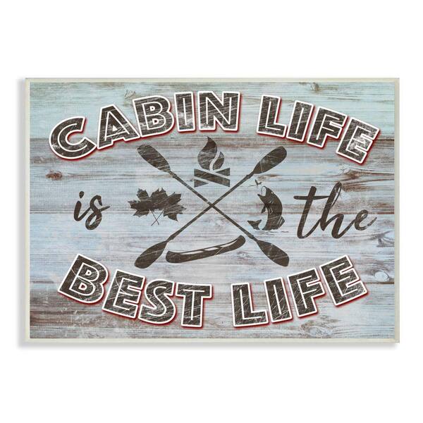 Stupell Industries 12 in. x 18 in. "Cabin Life Country Home Wood Textured Word" by Marcus Prime Wood Wall Art