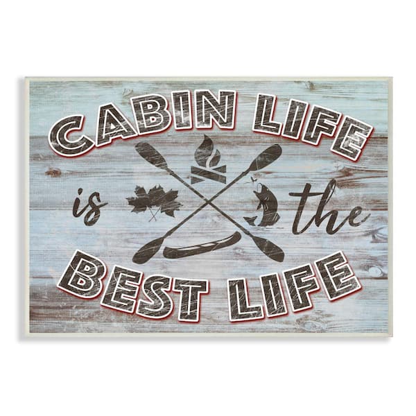 Stupell Industries 10 in. x 15 in. "Cabin Life Country Home Wood Textured Word" by Marcus Prime Wood Wall Art