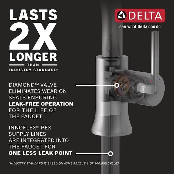 Delta Faucet 543-PR-LPU-DST Trillian 2024 Lavatory, Lumicoat Chrome