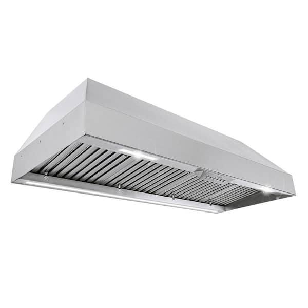 Akicon 48 in. 1200 CFM Ducted Stainless Steel Range Hood Insert with 4-Speed, 3 CCT LED Light and Heat Sensor Auto Speed