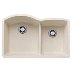 DIAMOND 32 in. Undermount Double Bowl Soft White Granite Composite Kitchen Sink