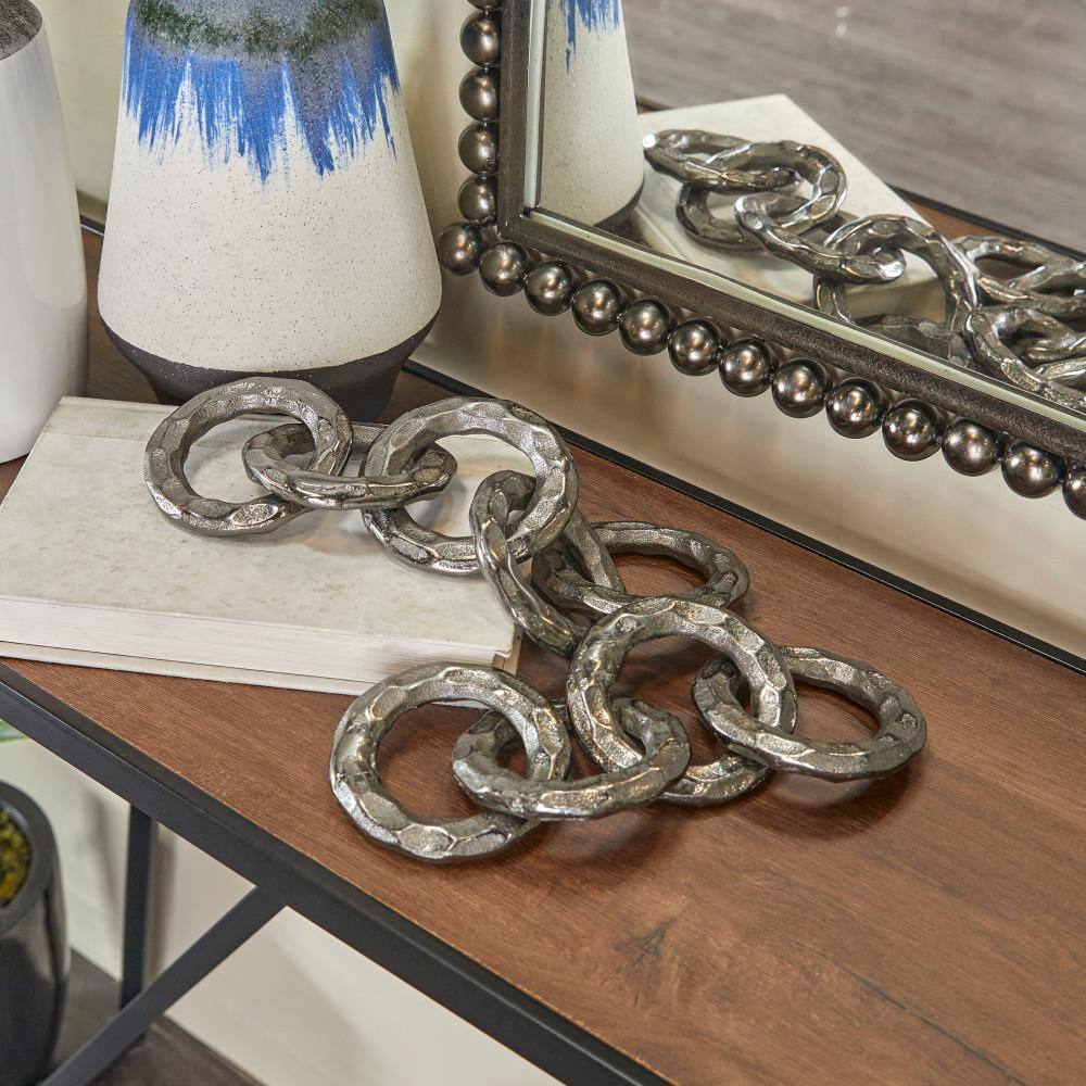 CosmoLiving 12.75" Black Aluminum Modern Chain Sculpture Set