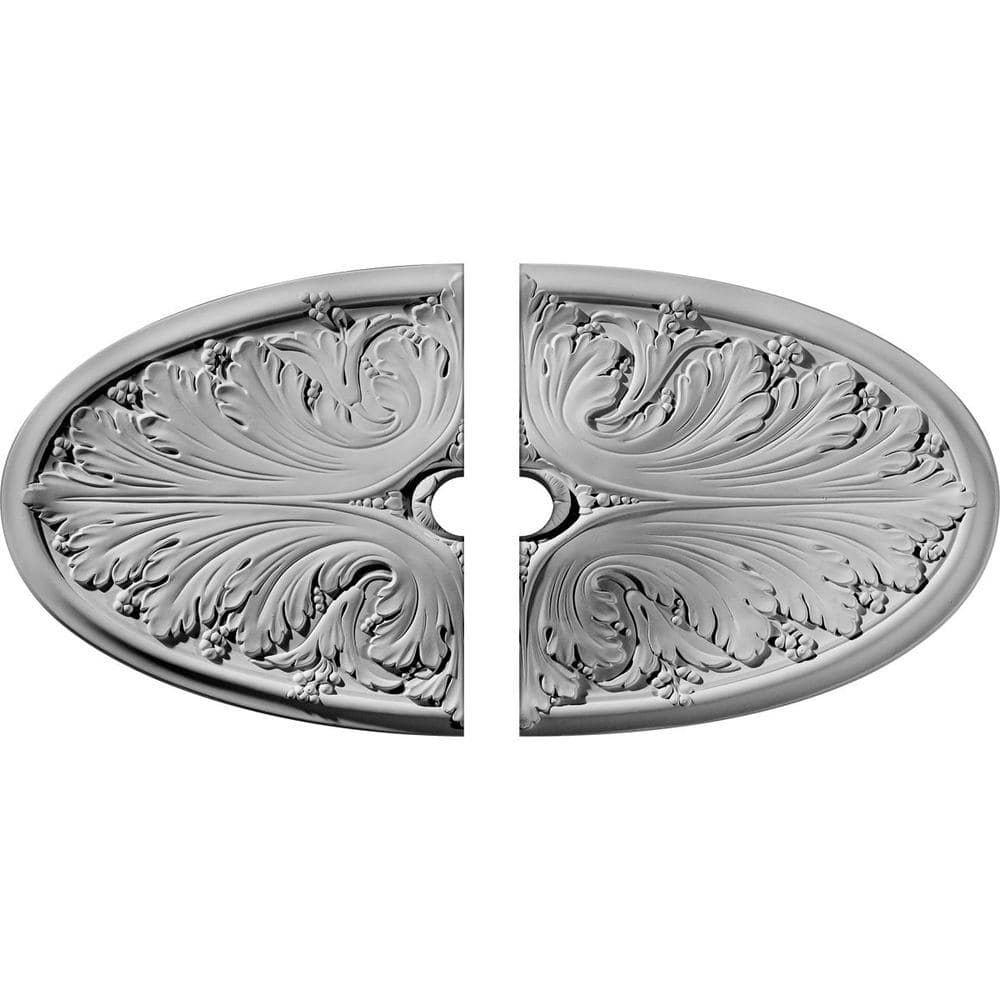 Ekena Millwork 1-3/4 in. x 24-3/4 in. x 12-1/2 in. Polyurethane Madrid Ceiling Medallion, 2-Piece Moulding, Primed White -  CM24X12MA2-03500