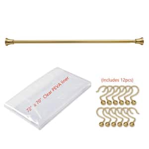 Adjustable 72 in. Shower Curtain Tension Rod - Rust-Proof Aluminum with Rubber End Cap, Gold Finish