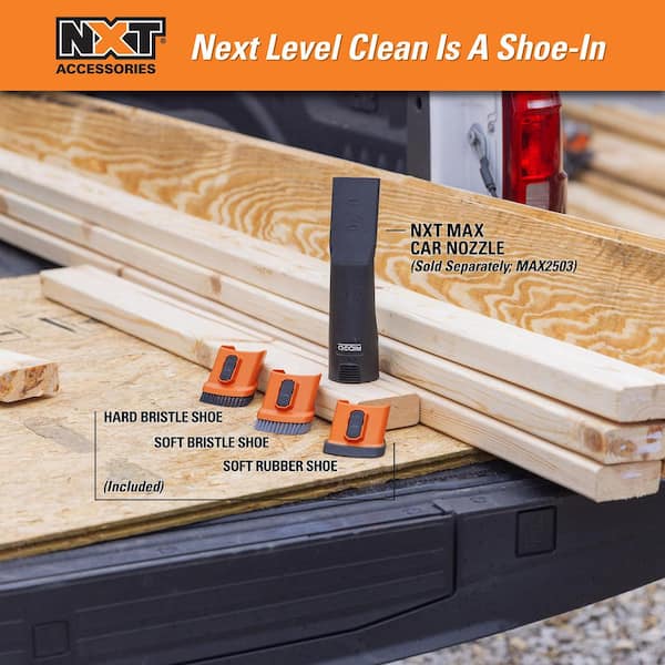 RIDGID - 2-1/2 in. NXT Max Car Nozzle Shoe Kit Attachments with Hard, Soft and Rubber Bristles for RIDGID NXT Wet Dry Vacs