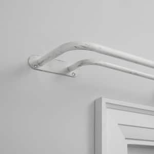 Fetter 83.5 in. - 120 in. Adjustable 3/4 in. Double Curtain Rod Kit in Distressed White with Finial