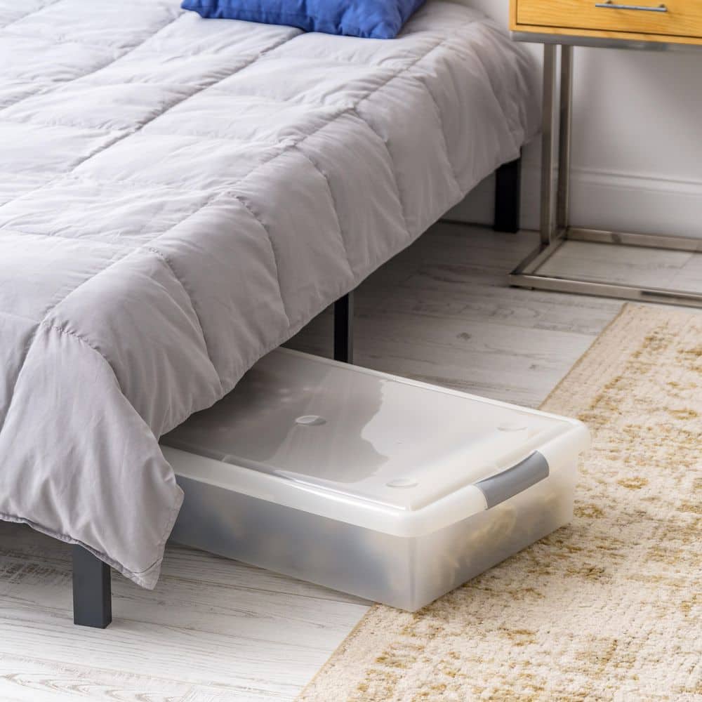 ClearView 40 Qt Kids' Collapsible Underbed Plastic Organizer with Tan Buckles
