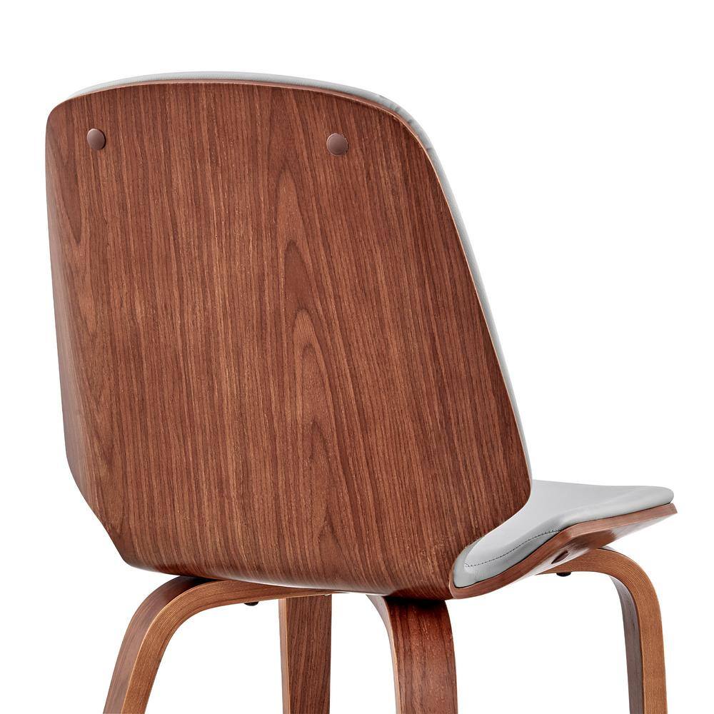 Gray Faux Leather & Walnut Wood Upholstered Side Chair