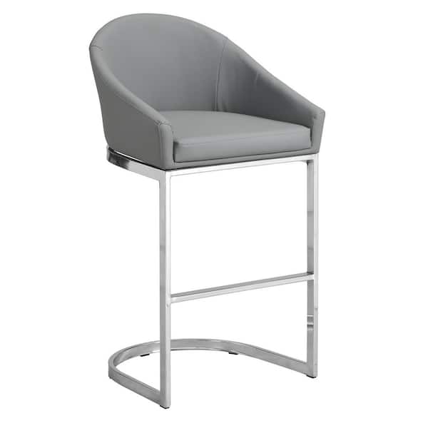 Carolina Chair & Table Torano 34.75 in. H Gray 26 in. H Low Back Counter Stool with Cushioned Upholstered Seat and Metal Frame(1 Stool)