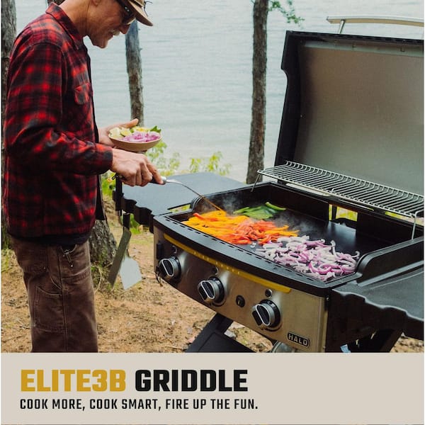 Elite3B 28 in. 3-Burner 6 Zone Outdoor Propane Griddle in Black Flat Top Grill