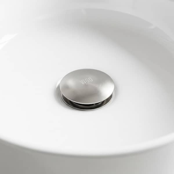 Vessel Bathroom Sink Pop-Up Drain and Mounting Ring in Brushed Nickel