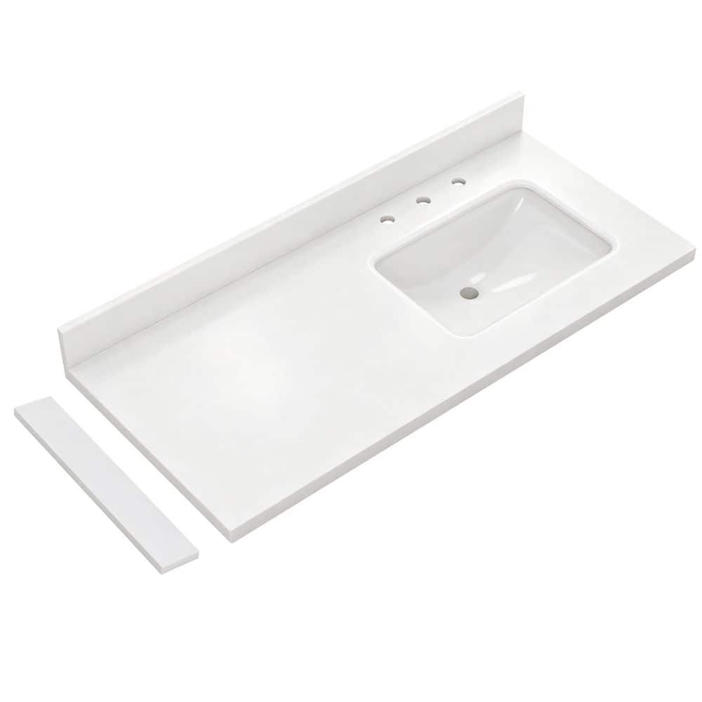 BLAN 42 in. W x 22 in. D Engineered Stone White Rectangular Single Sink Bathroom Vanity Top in Pure White, Right Basin price history on PriceWatchPro