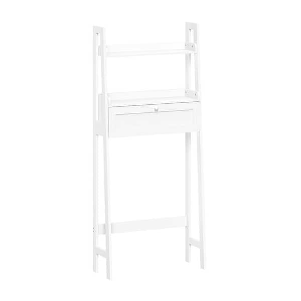 Amery 25in. W x 58in. H x 10in. D White Over The Toilet Storage Spacesaver with Open Shelves, Cubby and Drop Down Drawer