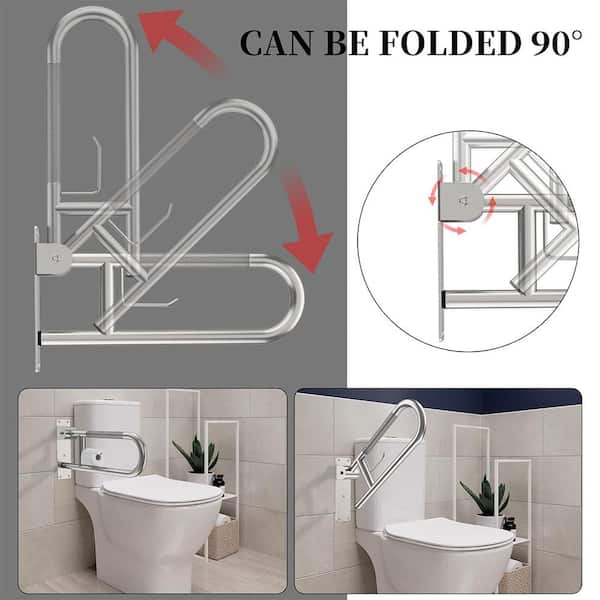 Aoibox 22. 4 in. Toilet Safety Handrails, U-Shaped Flip-Up