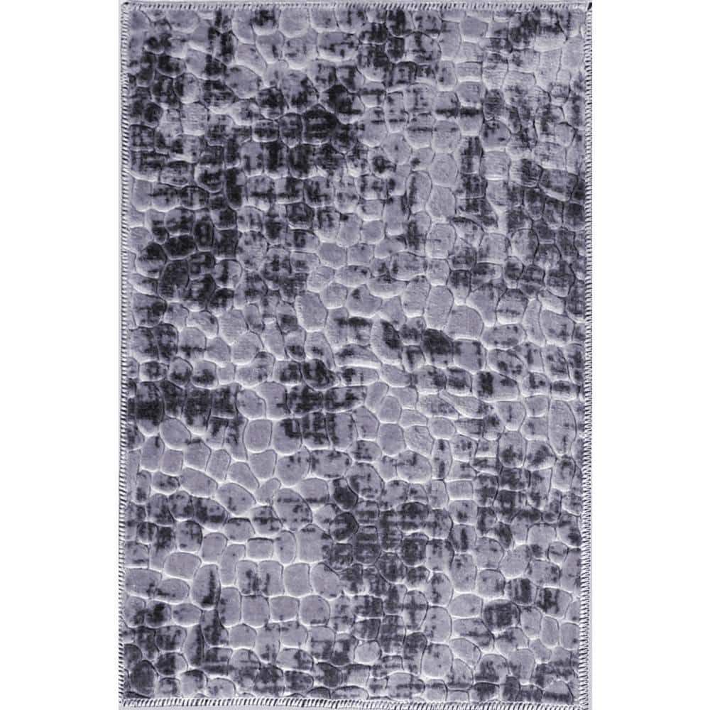 Dream Home | Greyson Collection | Grey Marble Microfiber Scatter Rug, 27 x  45