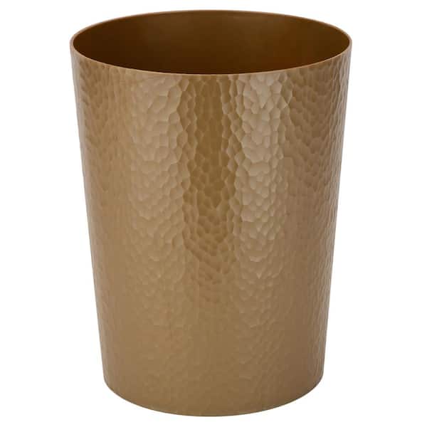 Bath Bliss Hammered Textured Trash Can in Gold