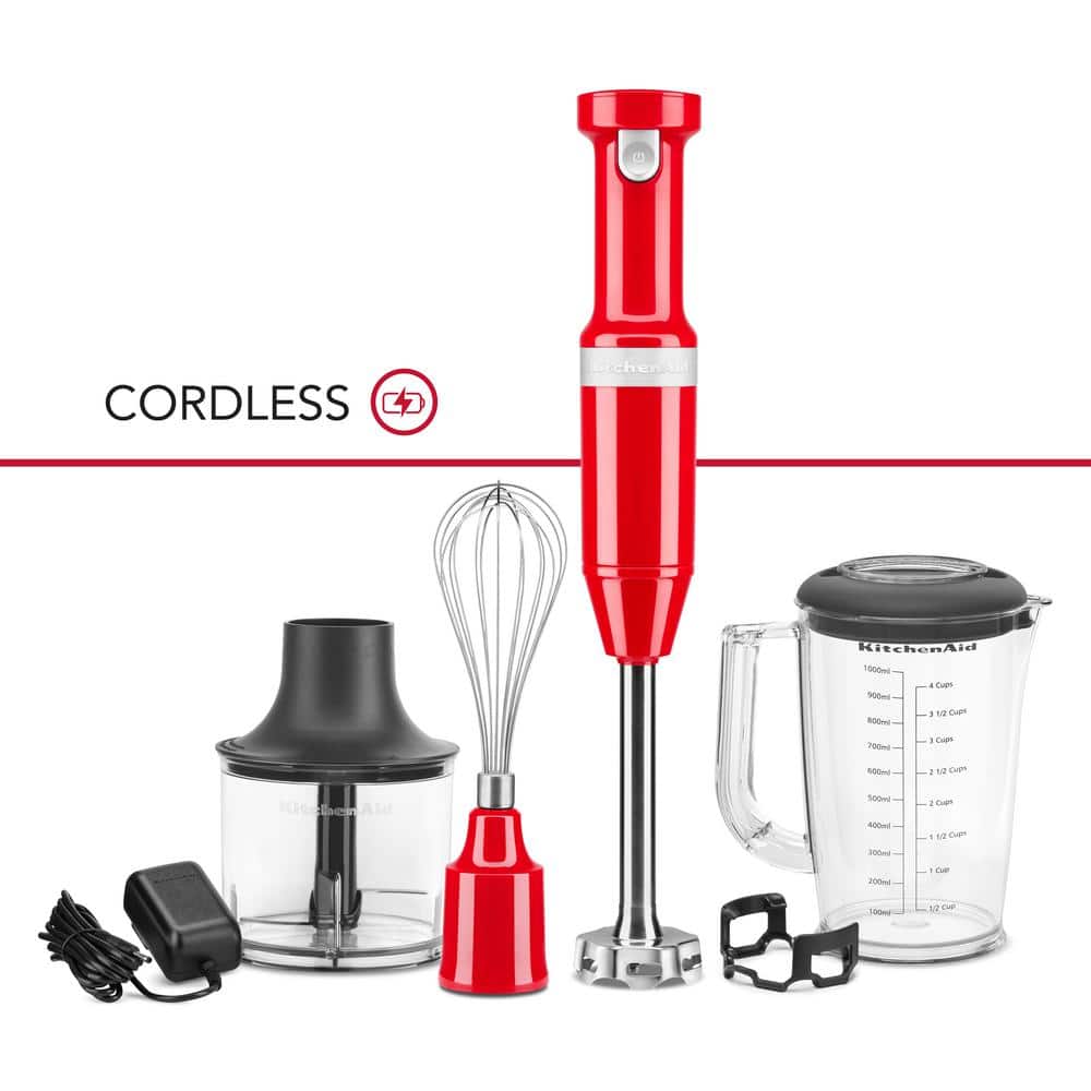 KitchenAid Cordless Variable Speed Passion Red Hand Blender with