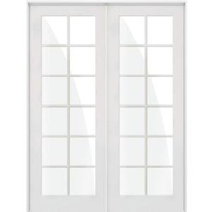 72 in. x 96 in. Craftsman Shaker 12-Lite Both Active MDF Solid Hybrid Core Double Prehung Interior Door