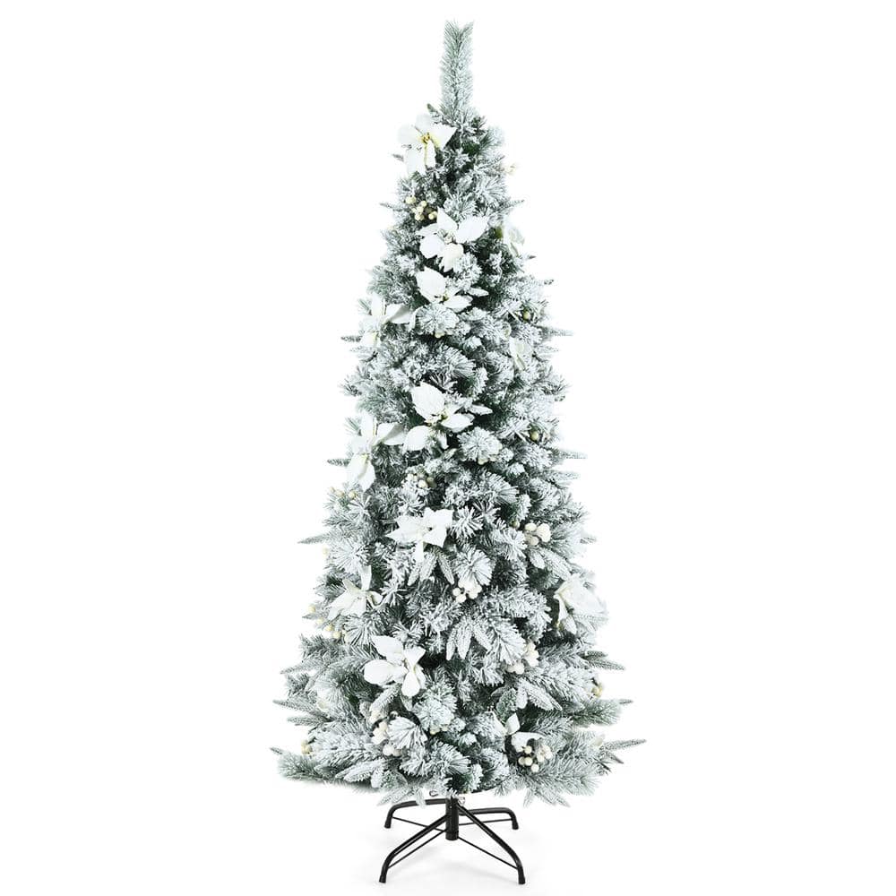 Reviews For Costway 6 Ft Snow Flocked Pencil Artificial Christmas Tree Pg 1 The Home Depot 0330