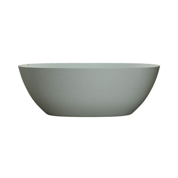 Moray 57 in. x 31 in. Solid Surface Stone Resin Flatbottom Freestanding Double Slipper Soaking Bathtub in Emerald Green