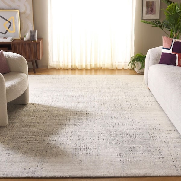 Mirage 8 ft. x 10 ft. Light Beige/Gray Distressed Striped Area Rug