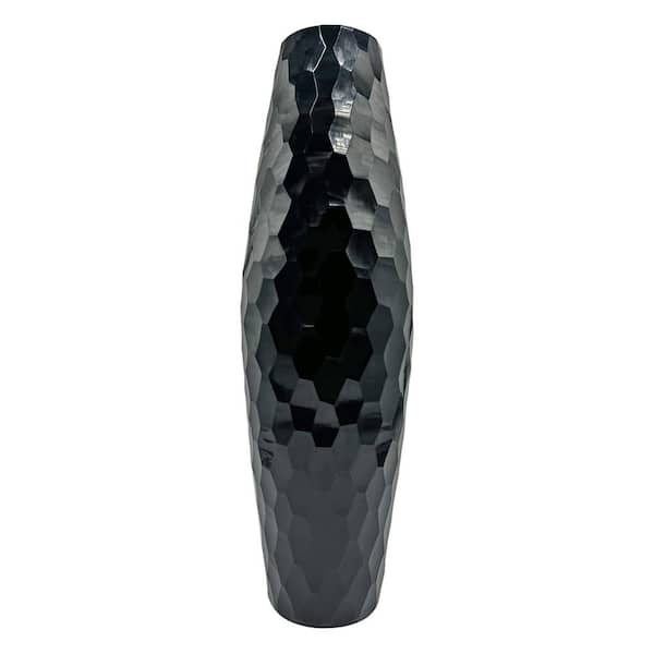 castellousa Black 17 in. Patterned Geometric Glass Vase