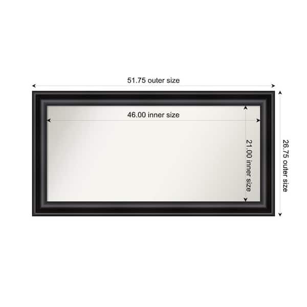 Amanti Art Grand Black 51.75 in. W x 26.75 in. H Custom Non-Beveled Recycled Polystyrene Framed Bathroom Vanity Wall Mirror