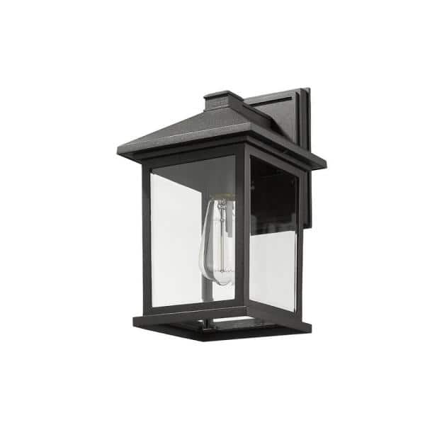 Portland Black Cast Aluminum Outdoor Wall Sconce with Clear Glass