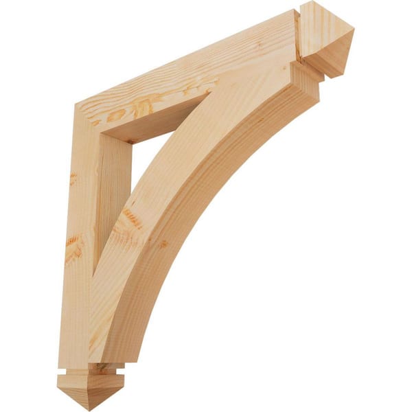 Ekena Millwork 3.5 in. x 28 in. x 28 in. Douglas Fir Thorton Arts and Crafts Smooth Bracket