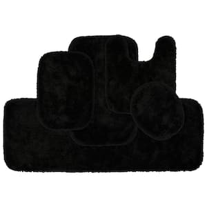 Black Finest Luxury Plush Nylon 5-Piece Bath Rug Set
