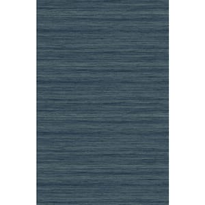 Hampton Blue Shantung Silk Embossed Vinyl Unpasted Wallpaper Roll 60.75 sq. ft.