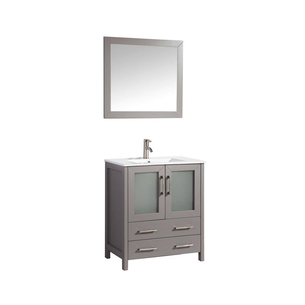 Vanity Art Brescia 30 In W X 18 In D X 36 In H Bath Vanity In Grey With Vanity Top In White With White Basin And Mirror Va3030g The Home Depot Vanity Art Brescia 30 In W X 18 In D X 36 In H Bath Vanity In Grey With Vanity Top In White With White Basin And Mirror Va3030g The Home Depot
