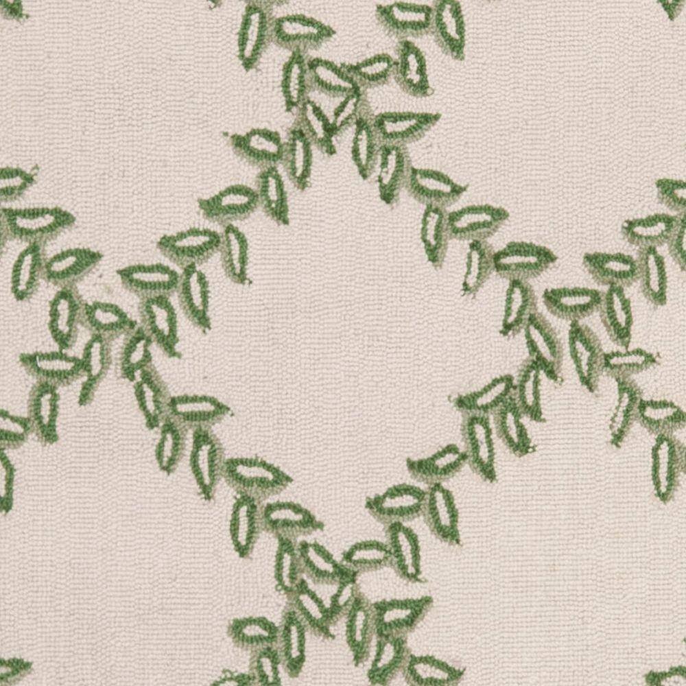 Ivory Floral Tufted Wool Oval Rug Handmade 54" x 6'