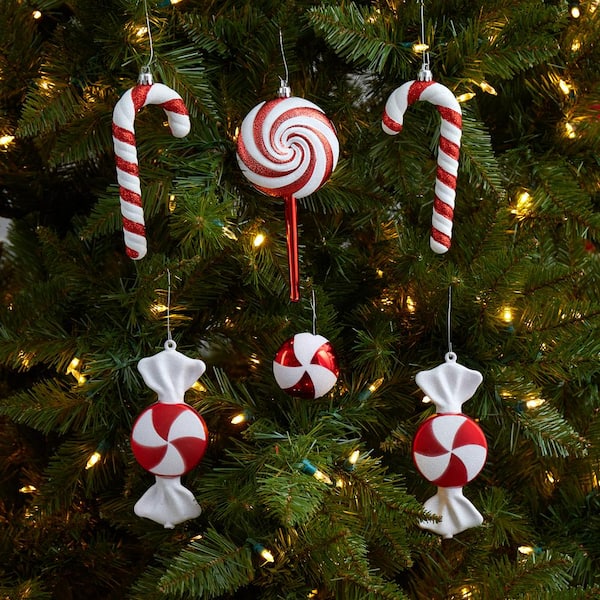 Nearly Natural 7 in. Shatterproof Assorted Candy Cane