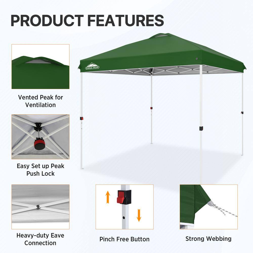 Green 8 ft x 8 ft Water-Resistant Pop-Up Canopy Tent