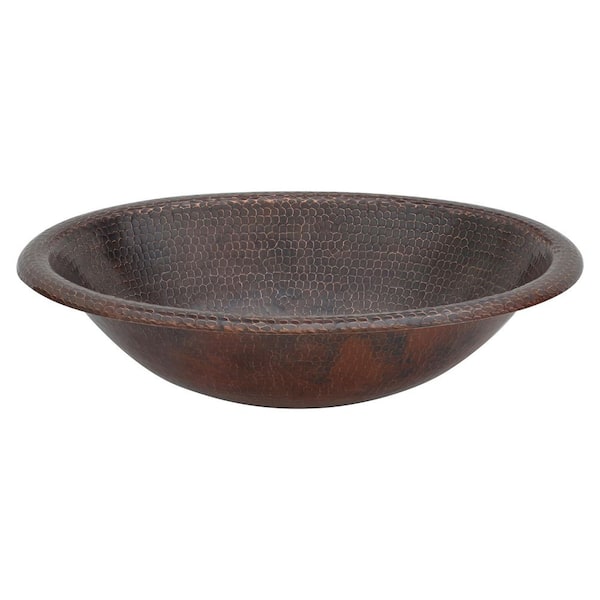 Self-Rimming Oval Hammered Copper Bathroom Sink in Oil Rubbed Bronze