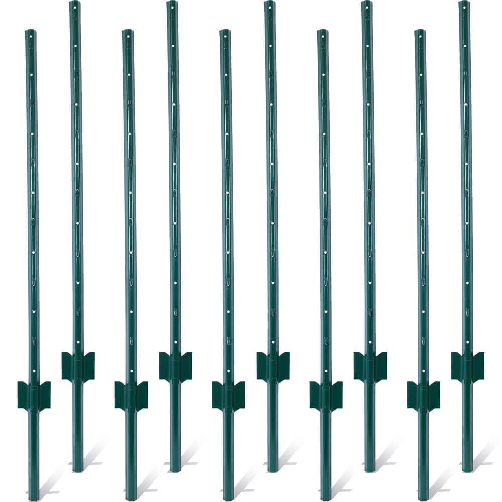 48 in. Heavy Duty Metal Garden Fence Post, Steel Fence U-Post for Holding G