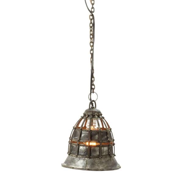Titan Lighting Flared Fortress 1-Light Pendant in Distressed Silver