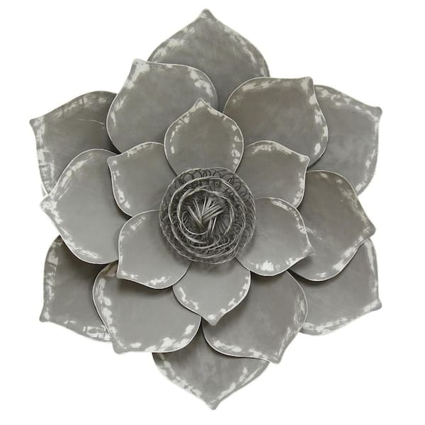 HomeRoots Well-Crafted Grey Lotus Wall Decor