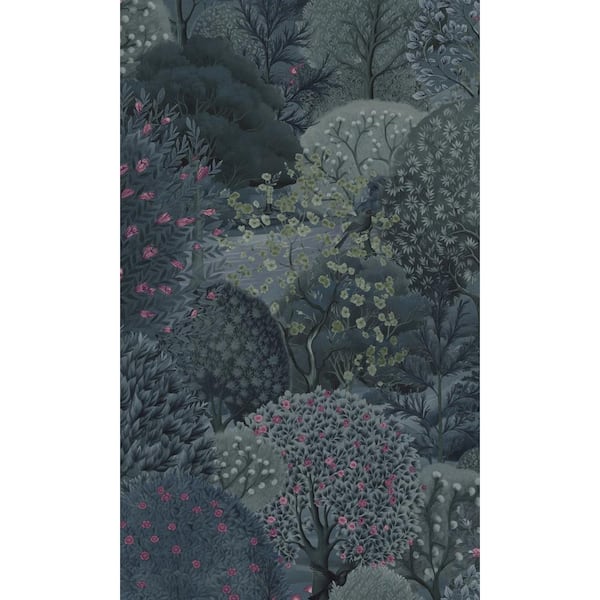 Walls Republic Navy Berry Enchanted Lush Landscape Tropical Print Non-Woven Non-Pasted Textured Wallpaper 57 Sq. Ft.